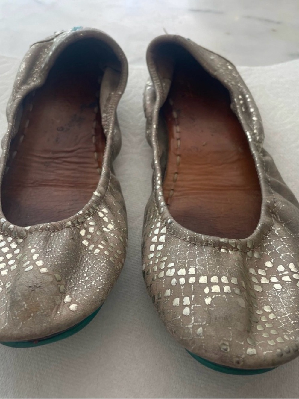 Tieks Metallic light pink Snake-Print Ballet Flats